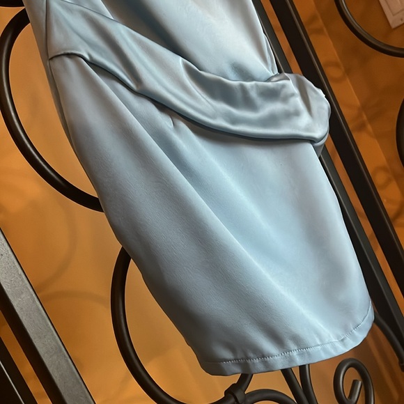 PRETTYLITTLETHING Satin Cowl Neck Hip Cut Out Dress - Picture 7 of 16